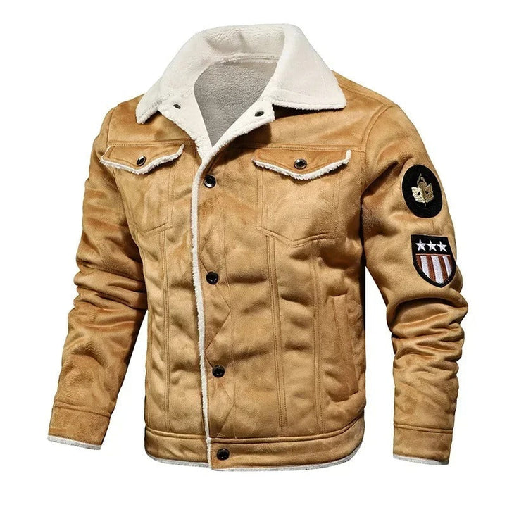 Men's Winter Jacket with Faux Fur Collar - Khaki - Khaki