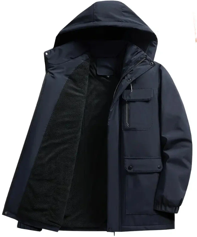 Men's Winter Parka Jacket - Classic Regular Fit - Blue