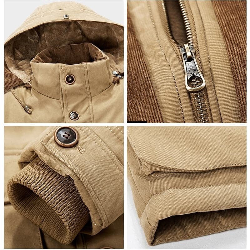 Men's Winter Parka Jacket - Warm Outdoor Coat with Pockets