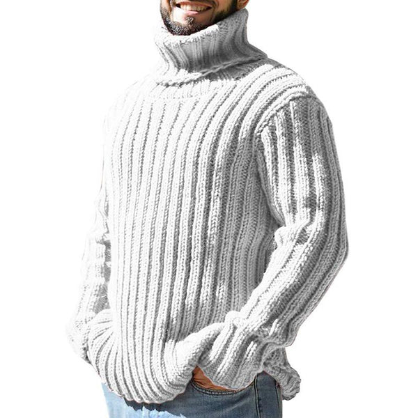 Men's Wool Turtleneck Sweater - Classic Warmth - White