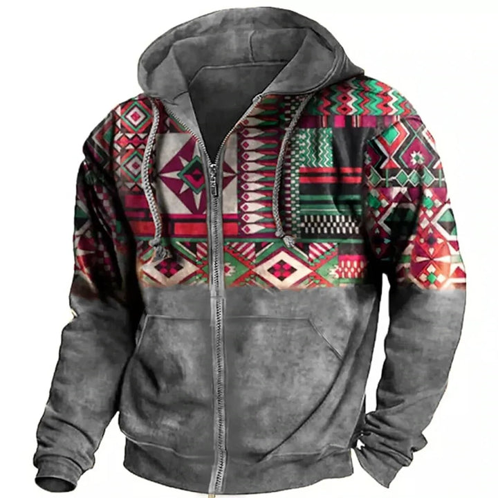 Men's Zip Hoodie Winter Jacket - Casual Comfort - Grey