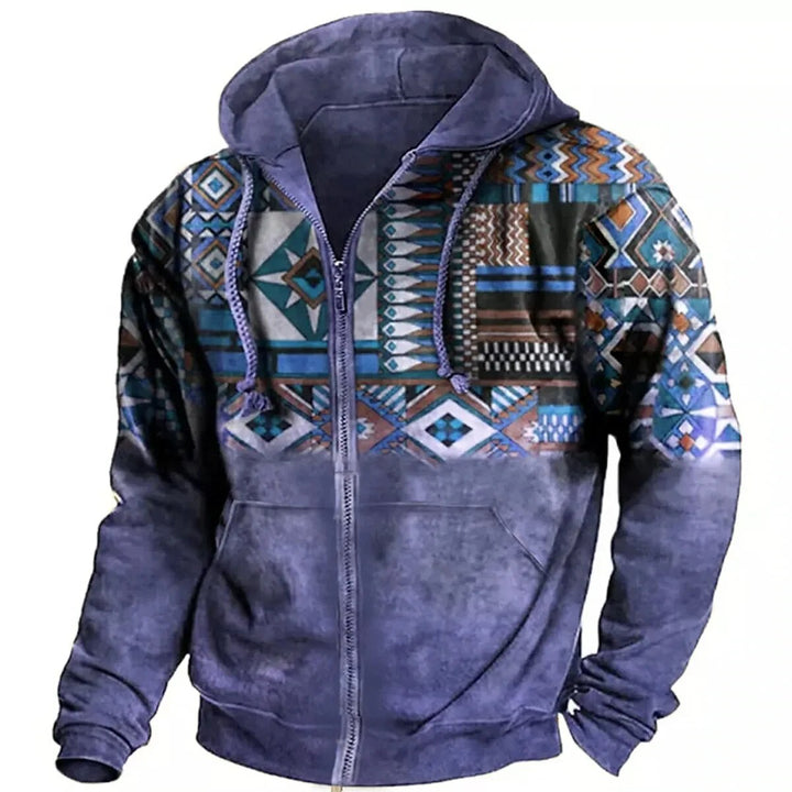 Men's Zip Hoodie Winter Jacket - Casual Comfort - Purple